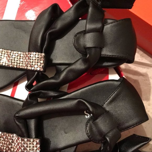 Guess Black Shimmer Bling Sandals GELLAR FLIP FLOP - Picture 6 of 8